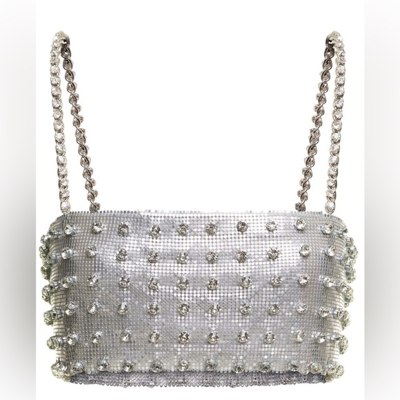 Retrofete Kauren cropped embellished chainmail camisole in silver NWT - Picture 4 of 9